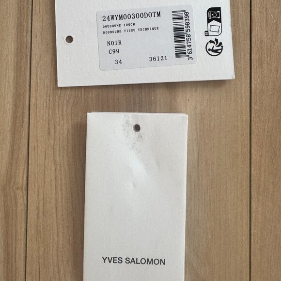 YVES SALOMON Black Coat with Detachable Mink Collar in Technical Fabric - Picture 15 of 16